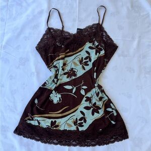 Hot Tempered Brown Floral Lace Camisole